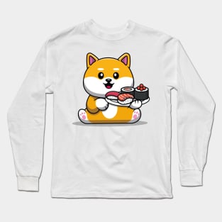 Cute Kawaii Cat with Sushi Long Sleeve T-Shirt